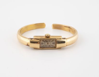 SURENA Montre bracelet dame en or jaune (750).
Boîtier rectangulaire. 
Cadran à fond...