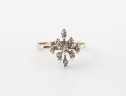Ring in white gold (750), the square ring,...