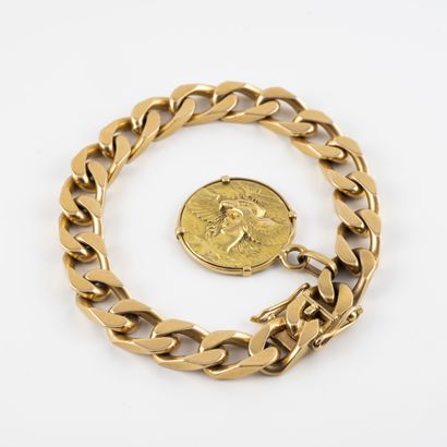 Bracelet in yellow gold (750), decorated...