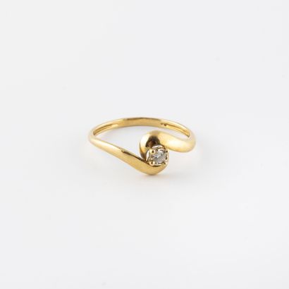 Yellow gold (750) tourbillon ring set with...