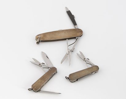Three stainless steel penknives with two...