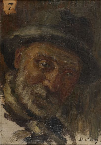 Dieudonné JACOBS (1887-1967) Portrait d'homme au chapeau.
Huile sur toile marouflée...