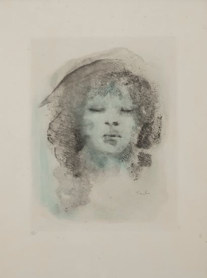 D'après Leonor FINI (1907-1996) Face of a woman.
Photolithograph in colors.
Numbered...