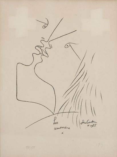 D'après Jean COCTEAU Les amoureux, 1955.
Lithographie sur papier.
Numérotée 73/150...