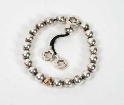 MONTBLANC Valentine's bead Bracelet formé d'un cordon et de billes d'acier poli,...