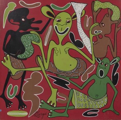 George LILANGA (1934-2005) I talk a lot...
Oil on isorel.
Signed lower left and titled...