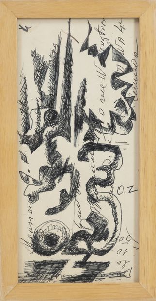 Ossip ZADKINE (1888-1967) Untitled.
Ballpoint pen on an envelope.
Monogrammed on...