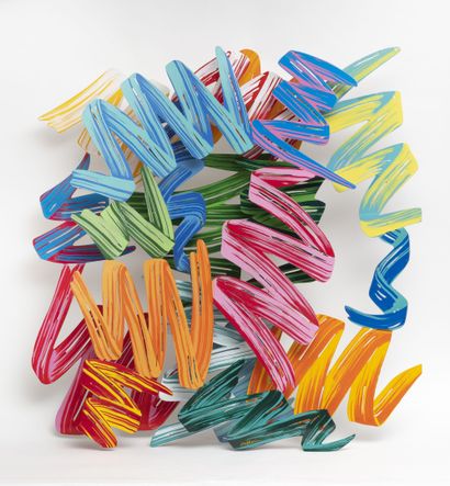 David GERSTEIN (1944) Brush Strokes Square circa 2005.
Wall sculpture assembled in...
