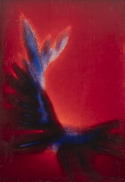 Bernard DUNAND (1908-1998) By your light, 1976.
Lacquer on wood panel.
Signed and...