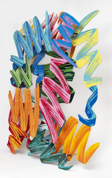 David GERSTEIN (1944) Brush Strokes Square circa 2005.
Wall sculpture assembled in...