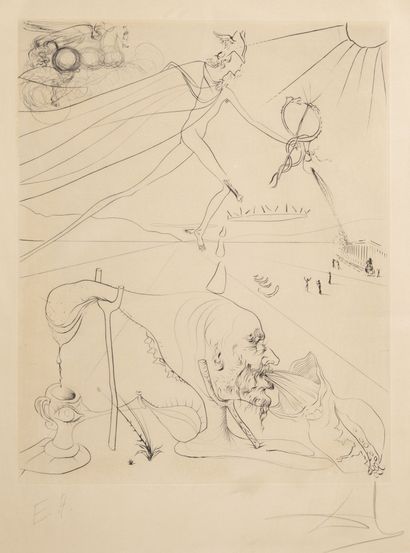 Salvador DALI (1904-1989) The Alchemist, 1973. 
Drypoint on paper.
Artist's proof....