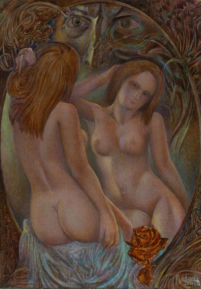 Vladimir Nikolaevich PETROV-GLADKY (1948) The divination or in front of the mirror,...