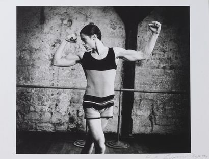 Karl LAGERFELD (1938-2019) Baptiste GIABICONI with muscular arms. In profile, 2009.
Monochrome...