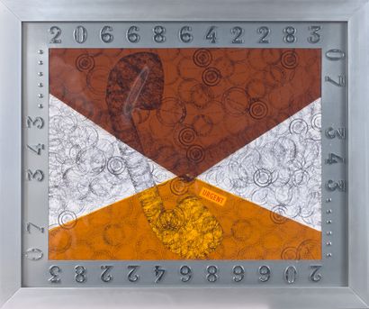 Ruth FRANCKEN (1924-2006) Message n°4, Communicate or die, 1969.
Mixed media on panel.
Titled...