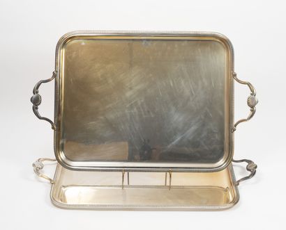 Pair of silver plated serving trays of rectangular...
