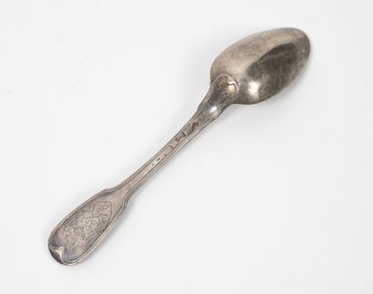 Silver table spoon (950), model with nets,...