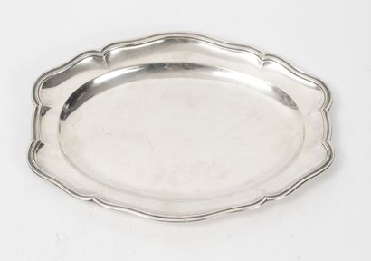 Oval silver dish (950) with contoured and...