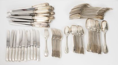 TETARD Frères Silver household set (950), decorated with nets and scrolls, including...