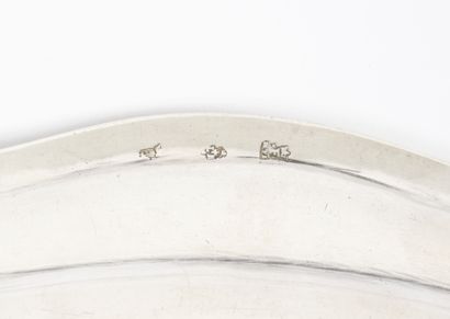 null Oval silver dish (950) with contoured and molded edges, truncated ends, with...