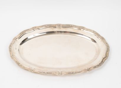 AUTRICHE, Jakob MATZNER Oval silver dish (800) with moulding, edge underlined by...