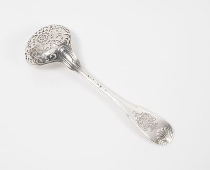 null Silver sprinkling spoon (950), with the spoon pierced with a rotating rosette...