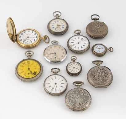 Lot of eight silver pocket and collar watches...