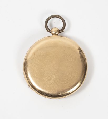 null Pocket watch in yellow gold (750).
Back cover with radiating guilloche background....