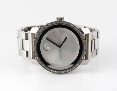 MOVADO, Bold Ladies' wristwatch in steel. 
Round case with bezel set with small diamonds....