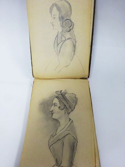 Dans le goût de Louis-Marie LANTE (1789 - ?) Notebook of 65 drawings in graphite,...