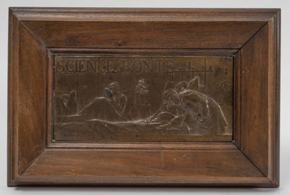 D'après Alexandre CHARPENTIER (1856-1909) Science et Bonté.
Bas-relief en bronze...