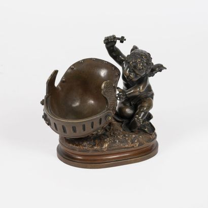D'après Auguste MOREAU (1834-1917) Empty pocket with Love blacksmith. 
Proof in bronze...