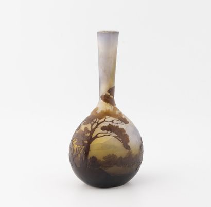 Etablissements GALLE Small vase soliflore with flat bottom.
Proof in brown and purple...