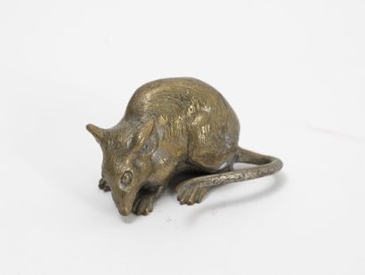 Ecole du XIXème siècle Small mouse.
Proof in depatinated bronze.
Signed W...g..ee.
Length...