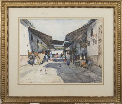 Siebe Johannes TEN CATE (1858-1908) Rue de marché à Séville. [18]86.
Dessin aux crayon,...