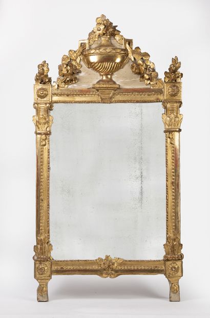 Rectangular architectural mirror in carved,...