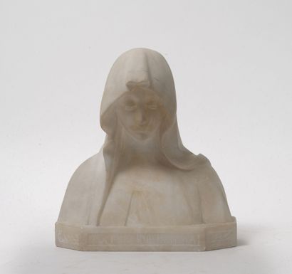 D'après Attilio FAGIOLI ( 1877-1966) Mater Purissima.
Buste de Vierge en albâtre
H....