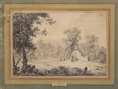 Leendert BRASSER (Maasluis 1727-Rotterdam 1793) View of a park crossed by a river...