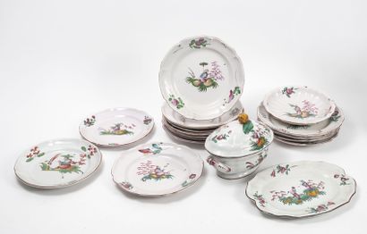 LES ISLETTES Suite of fifteen earthenware plates with contoured edges, an oval dish...