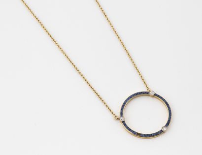 null Necklace in yellow gold (750) with jaseron mesh holding a circle in yellow gold...