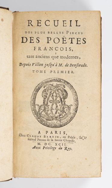 null RECUEIL des plus belles pièces des poètes françois tant anciens que modernes...