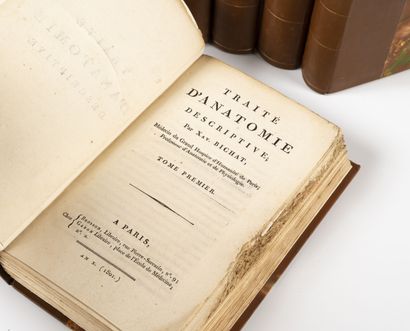 BICHAT (X.) Traité d'anatomie descriptive.
Paris, Brosson, An X (1801), 5 vol. in-8,...