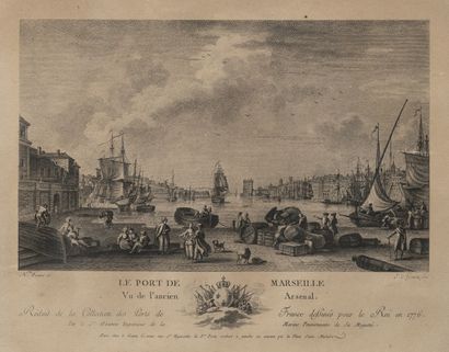 null MARSEILLE 7 gravures encadrées sous verre :
OZANNE, Le port de Marseille. 1776....