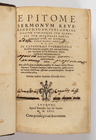 FERUS (Johannes) Epitome sermonum reverendid.ioan.Feri dominicalium utrisque cum...