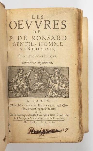 RONSARD (P.de) Les oeuvres de P. de Ronsard, gentil-homme vandomois. Revues & augmentées.
Paris,...