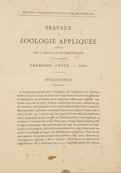 MARION Travaux de zoologie appliquée. Première année. 1889.
Paris, 1889, in-4, demi-rel....