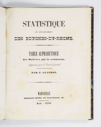 VILLENEUVE - Statistiques du département des bouches du Rhône.
Marseille, Ricard,1821-1829,...