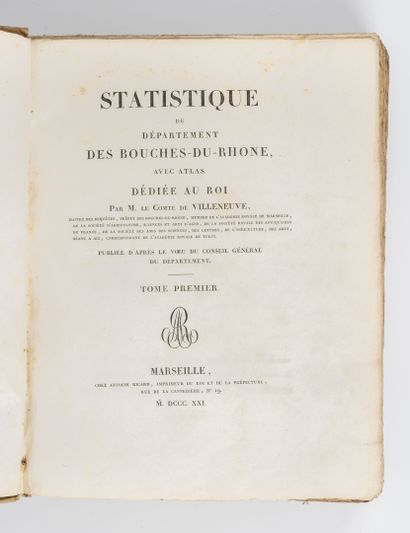 VILLENEUVE - Statistiques du département des bouches du Rhône.
Marseille, Ricard,1821-1829,...