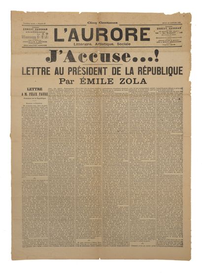 Emile ZOLA J'Accuse…! Lettre au Président de la République.
Tirage original de la...