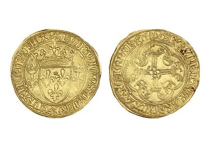 null LOUIS XI (1461-1483)
Écu d'or à la couronne. Saint-Lô (Point 19e). 3,47 g.
Écu...