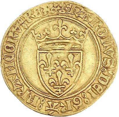null CHARLES VII (1422-1461)
Demi écu d'or à la couronne. Rouen (Point 15e). 1,64...